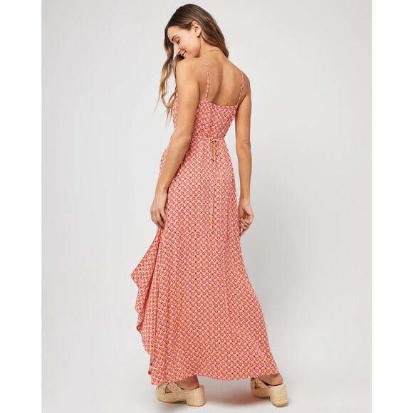 L*Space Junie Summatime Check Floral High Low Wrap Maxi Dress Size Small - Picture 2 of 7